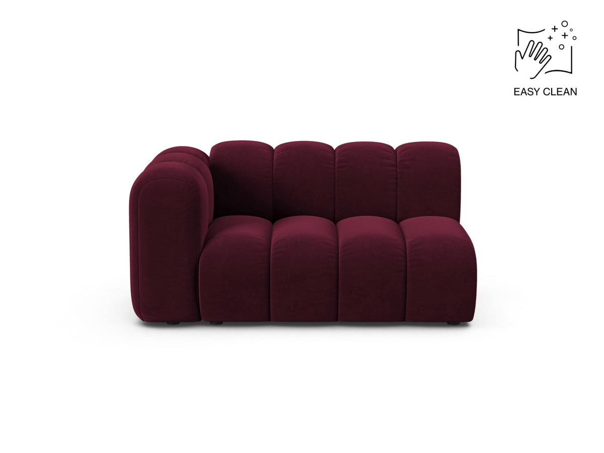 Lupine — Modular Sofa Burgundy (Venus 2932) Black Plastic Left