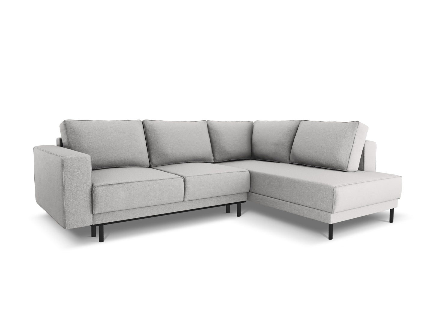 Caro — Corner Sofa Light Grey (Megan 363) Black Beech Wood Right