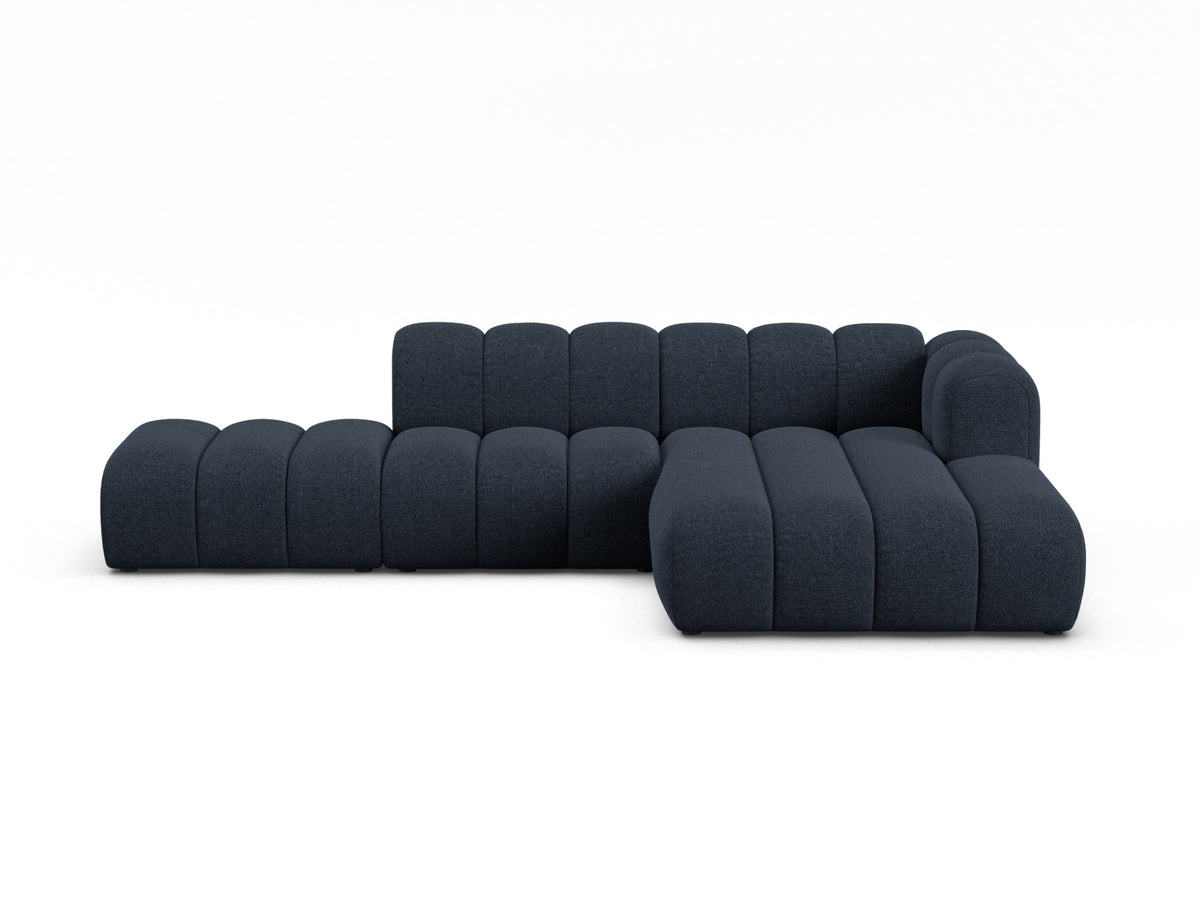 Lupine — Corner Sofa Navy Blue (Eden 16 Deep Blue) Black Plastic Right