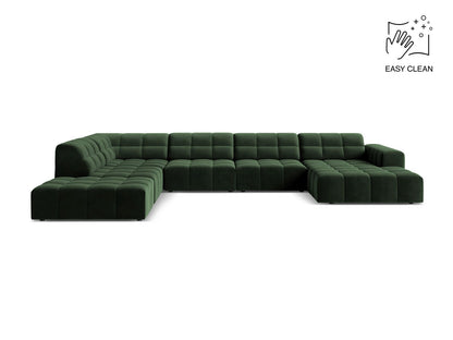 Jennifer — Panoramic Sofa Bottle Green (Venus 2940) Black Plastic Left