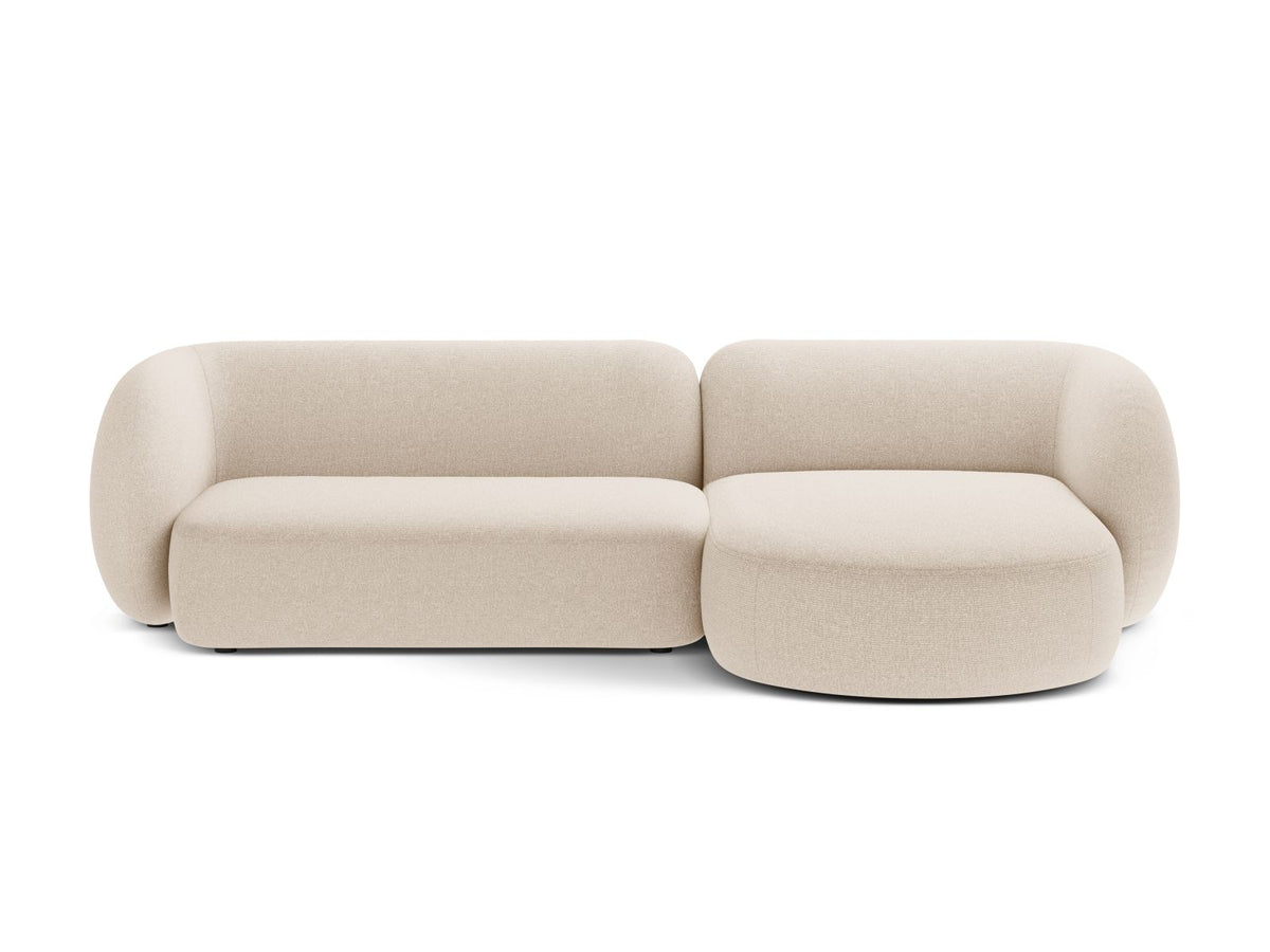 Kate — Corner Sofa Light Beige Melange (Puente 03) Black Plastic Right