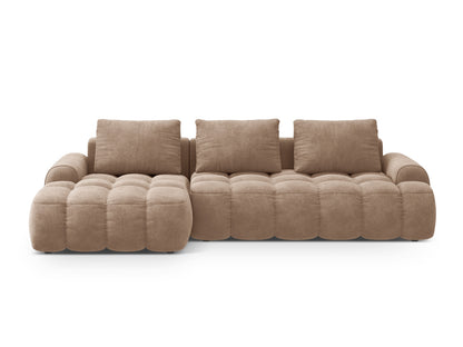 Linz — Corner Sofa Dark Beige (Vogue 3) Black Plastic Left
