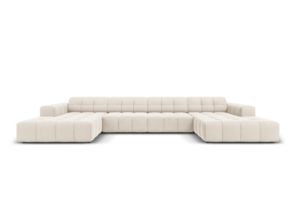 Chicago — Panoramic Sofa Light Beige (Bluvel 22) Black Plastic
