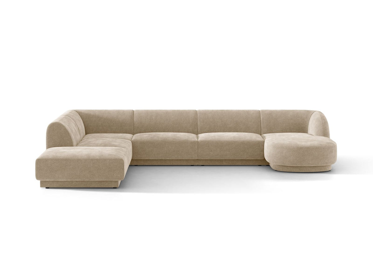 Miley — Panoramic Sofa Beige (Eden 3 Cream) Black Plastic Left