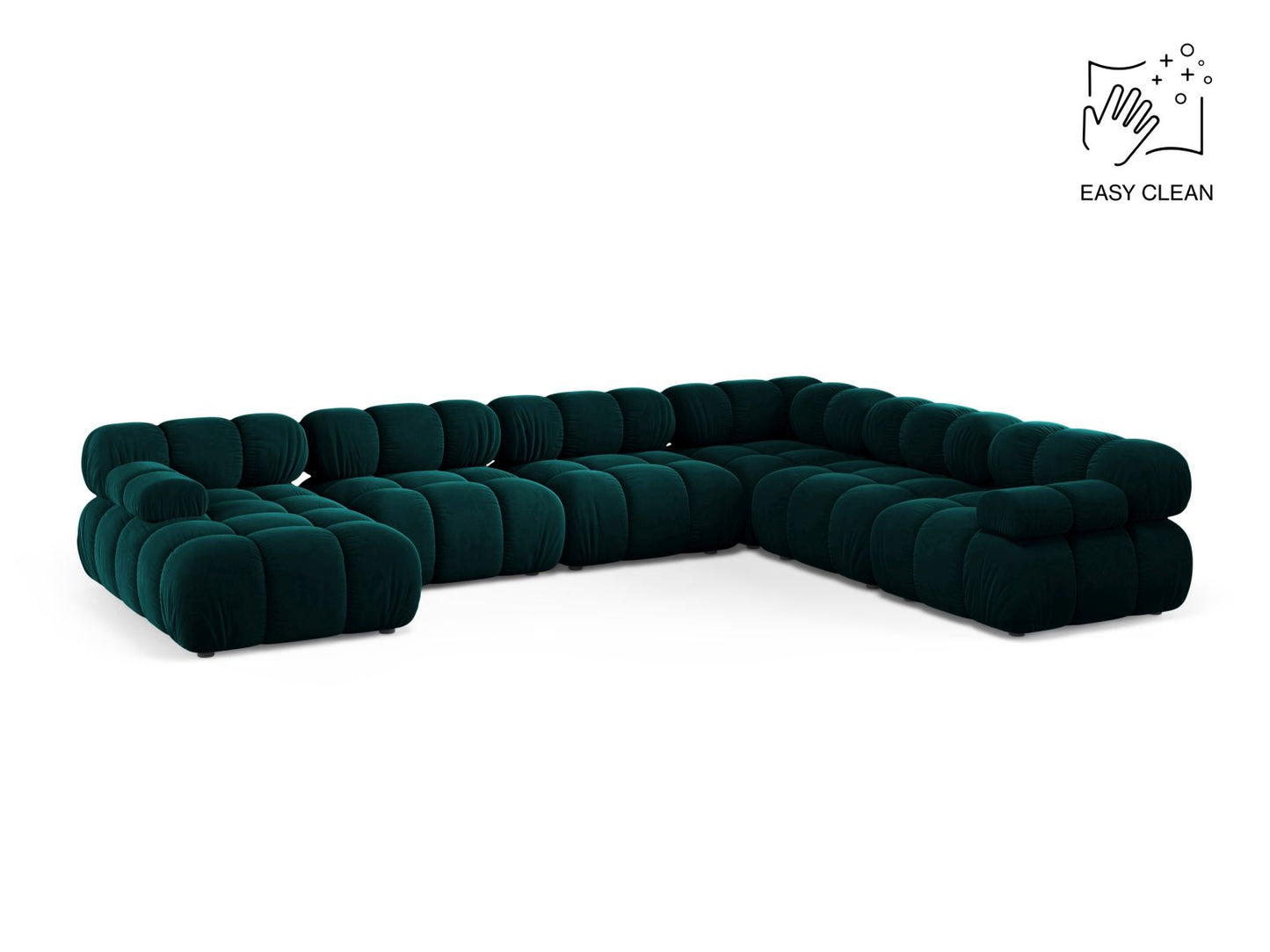 Bellis — Panoramic Sofa Deep Petrol (Venus 2911) Black Plastic Right