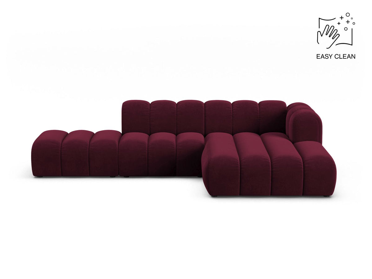 Lupine — Corner Sofa Burgundy (Venus 2932) Black Plastic Right