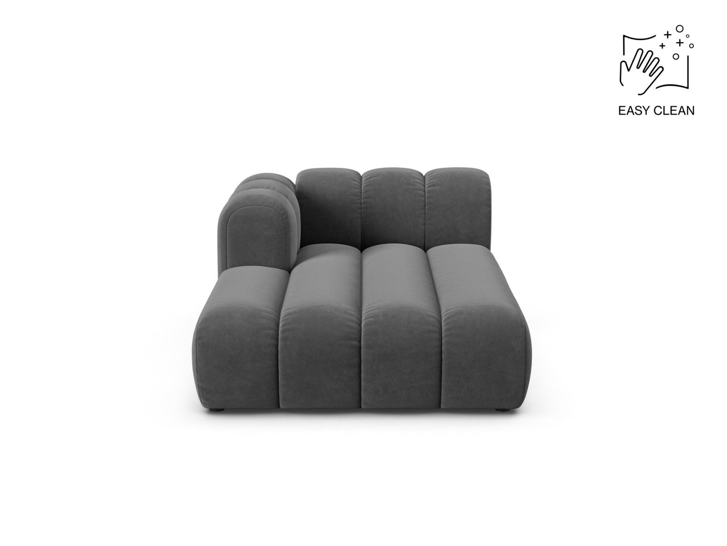 Lupine — Chaise Longue Grey (Venus 2930) Black Plastic Left