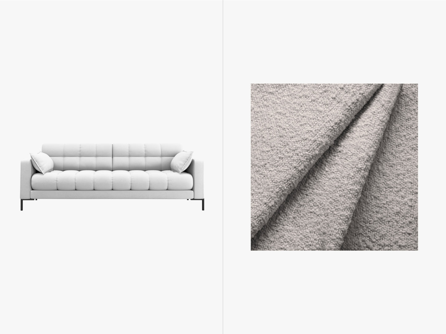 Mamaia — Sofa Light Grey (Baloo 2085) Black Metal