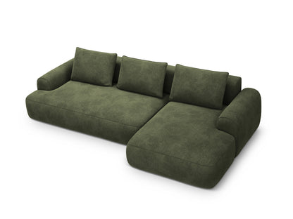 Calma — Corner Sofa Green (Vogue 11) Black Plastic Right