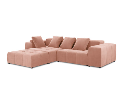Rome — Corner Sofa Pink (Salvador 11) Black Plastic Left