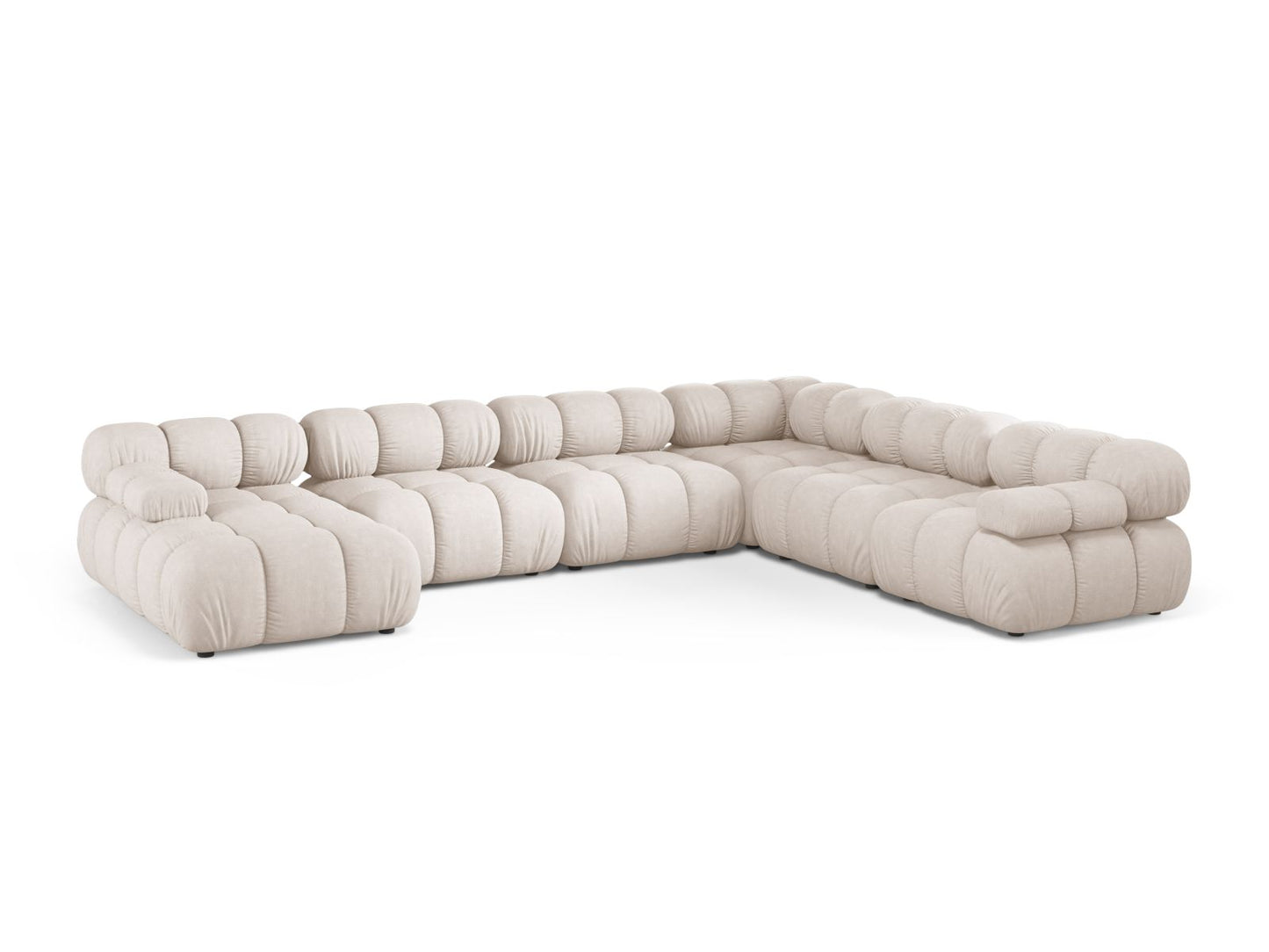Bellis — Panoramic Sofa Beige (Liberty 2) Black Plastic Right