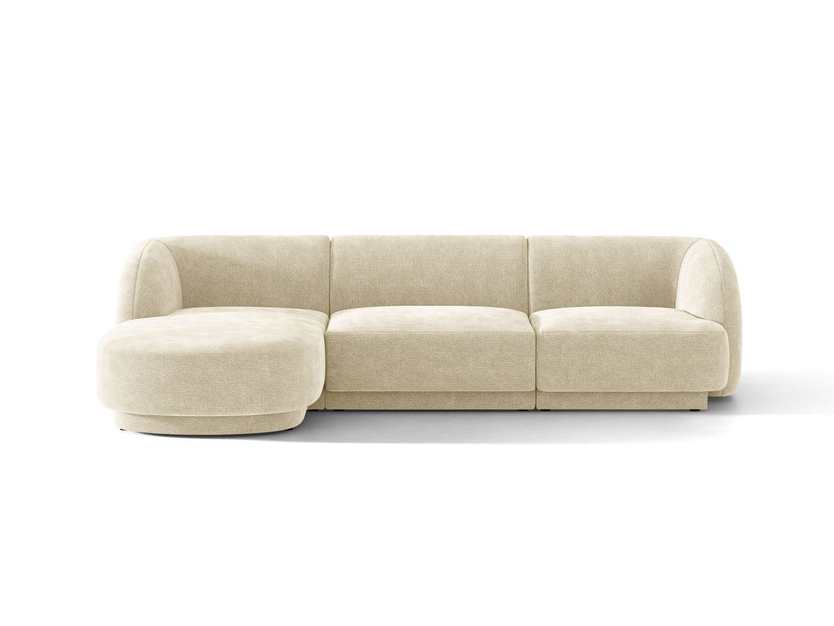 Miley — Corner Sofa Light Beige (Haga 23) Black Plastic Left