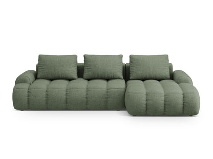 Linz — Corner Sofa Dark Olive Green (Sorella 34) Black Plastic Right