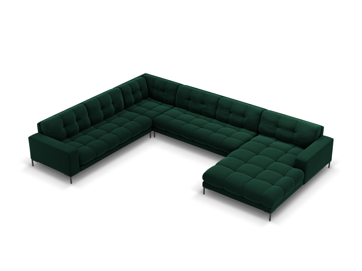 Mamaia — Panoramic Sofa Bottle Green (Bluvel 78) Black Metal Left