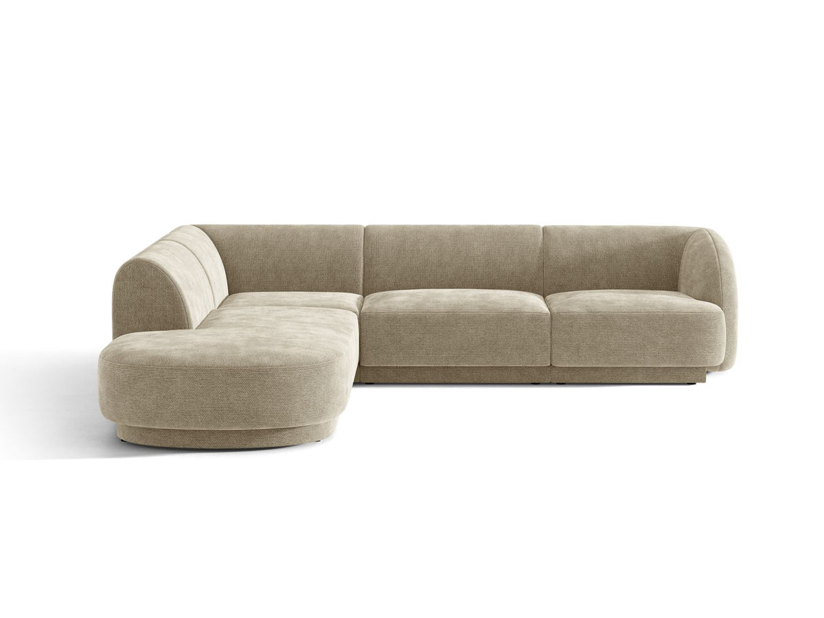 Miley — Corner Sofa Dark Beige (Eden 4 Beige) Black Plastic Left