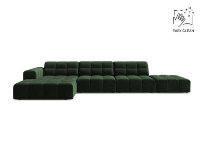 Jennifer — Corner Sofa Bottle Green (Venus 2940) Black Plastic Left