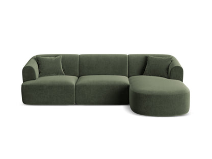 Campi — Corner Sofa Green (Vogue 11) Black Plastic Left