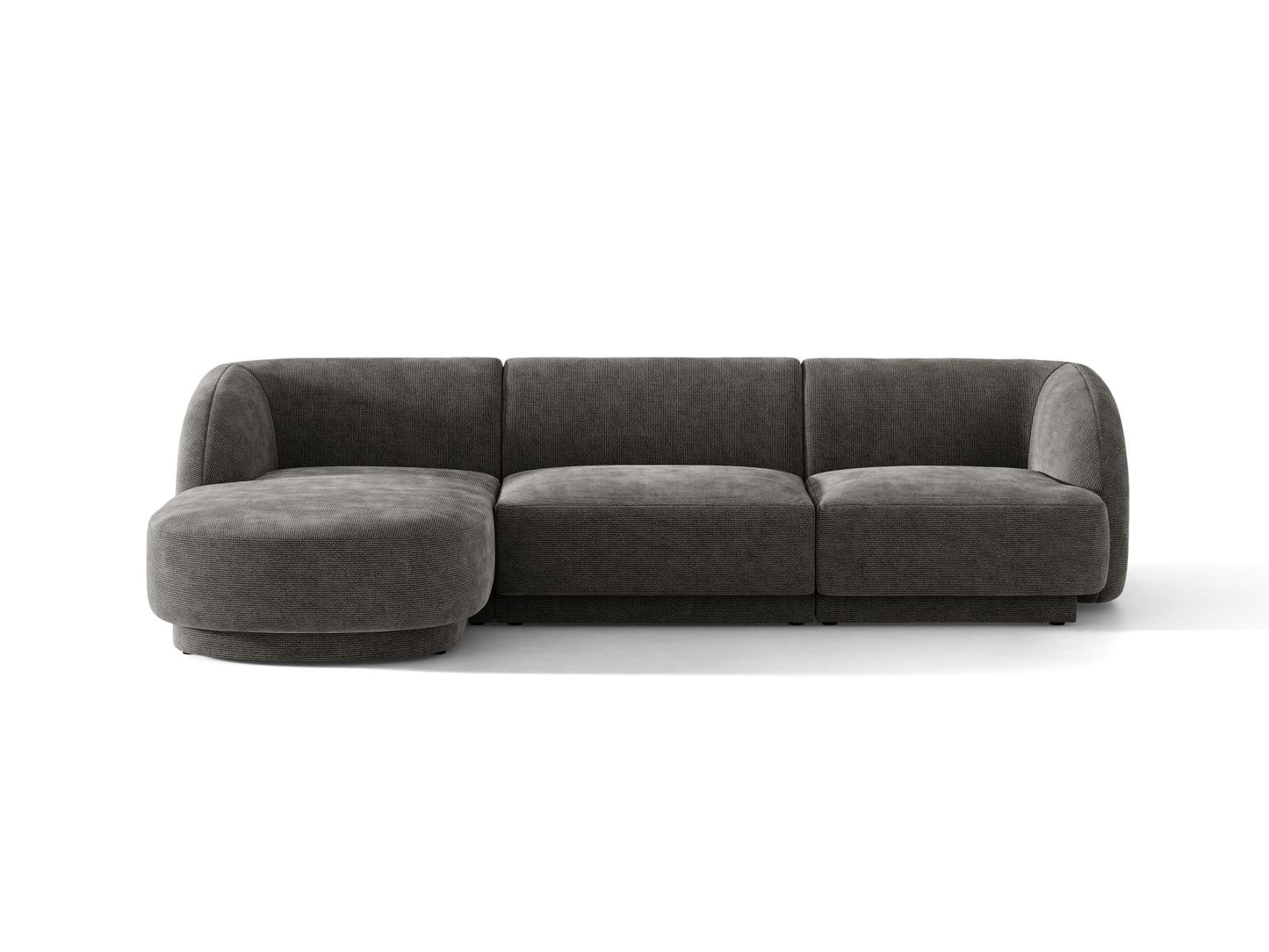 Miley — Corner Sofa Grey (Haga 16) Black Plastic Left