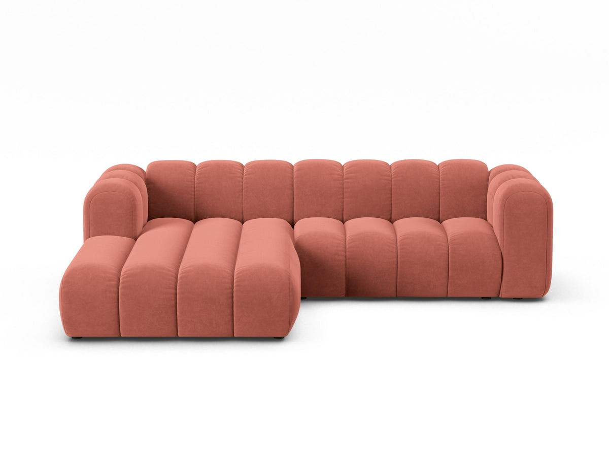 Lupine — Corner Sofa Coral (Salvador 12) Black Plastic Left
