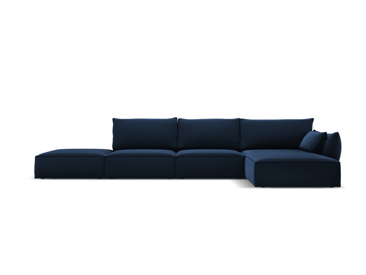 Kaelle — Corner Sofa Royal Blue (Bluvel 86) Black Plastic Right