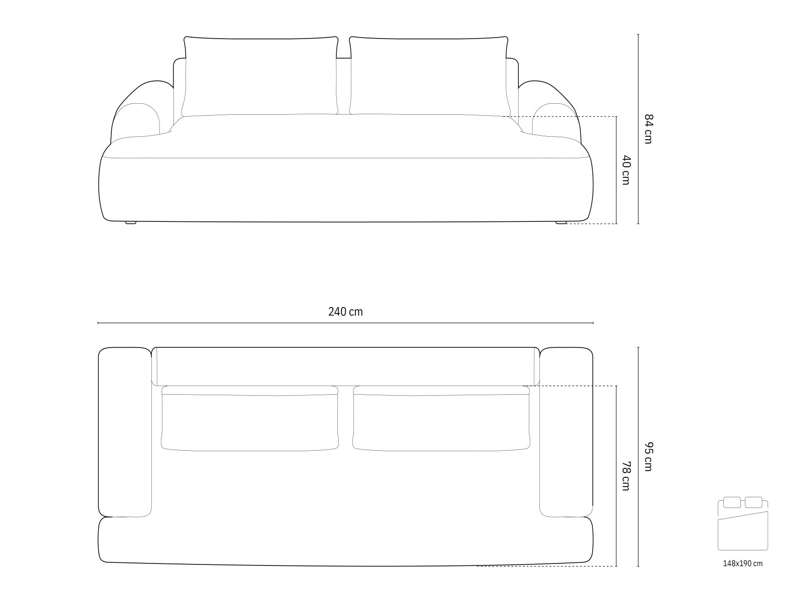 Calma — Sofa (250x100x84 cm)