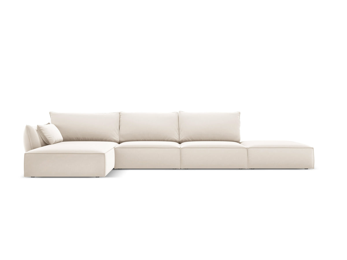 Kaelle — Corner Sofa Light Beige (Bluvel 22) Black Plastic Left