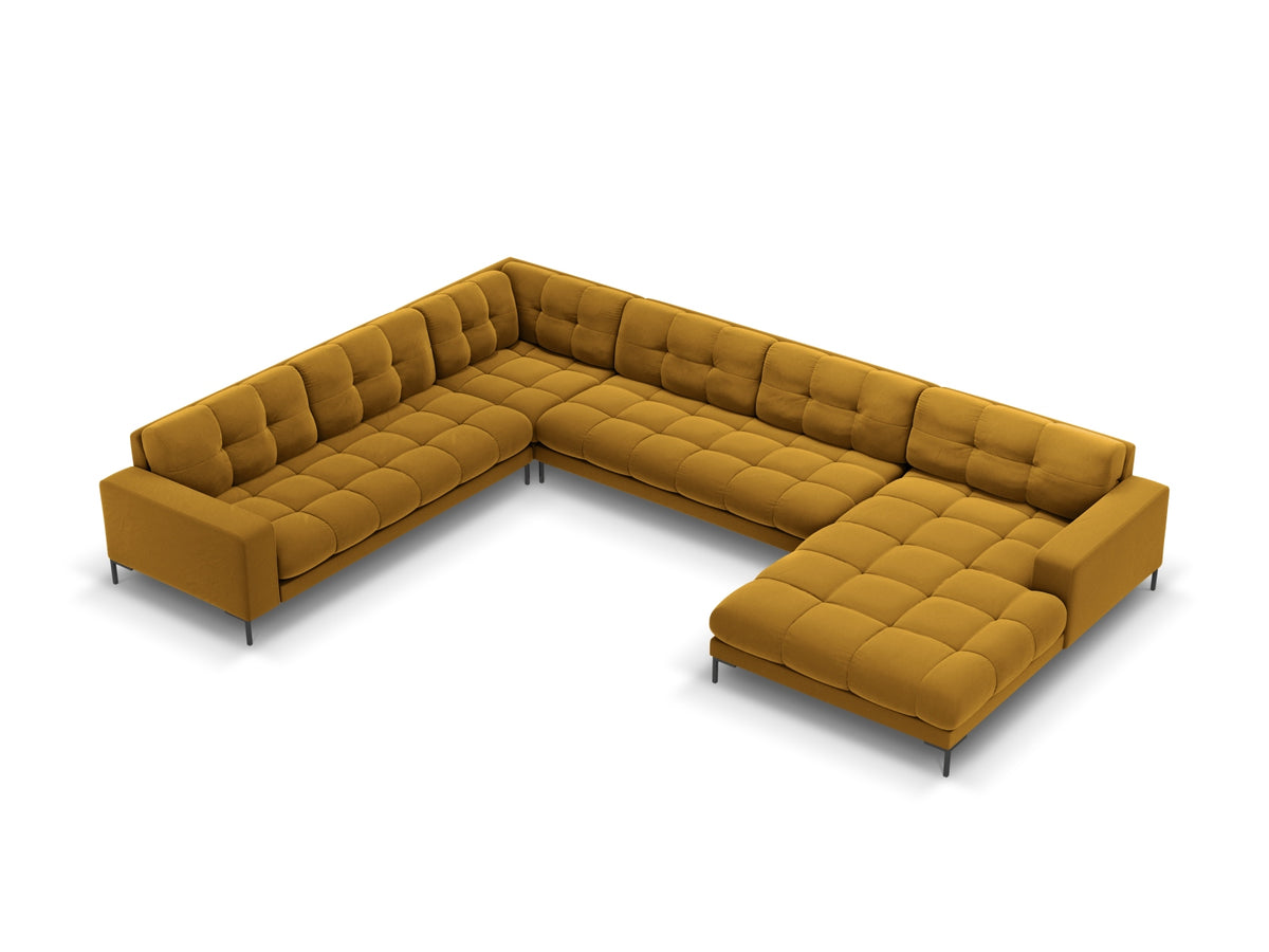 Mamaia — Panoramic Sofa Yellow (Bluvel 68) Black Metal Left