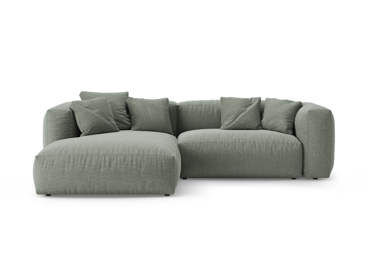 Martina — Corner Sofa Moss Green (Boston Water Green) Black Plastic Left