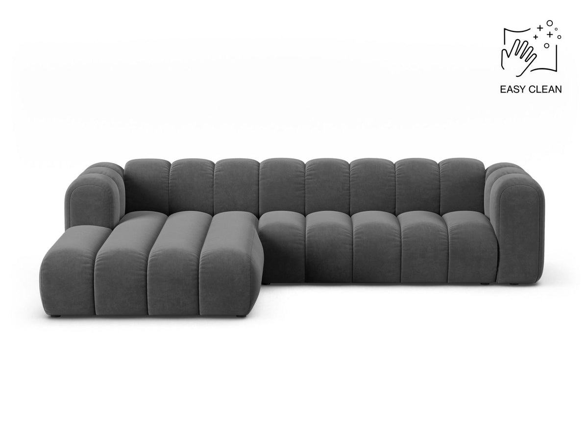 Lupine — Corner Sofa Grey (Venus 2930) Black Plastic
