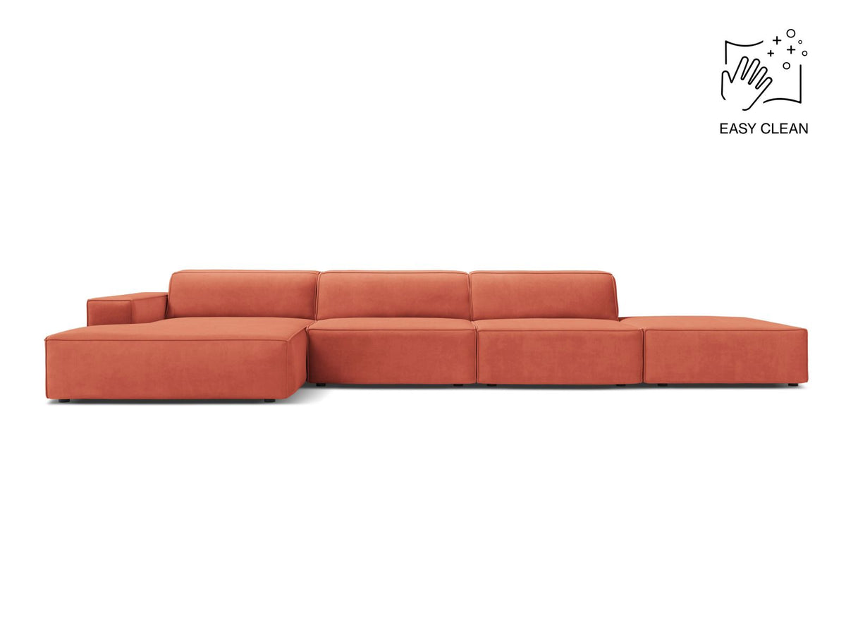 Jodie — Corner Sofa Coral (Venus 2933) Black Plastic Left