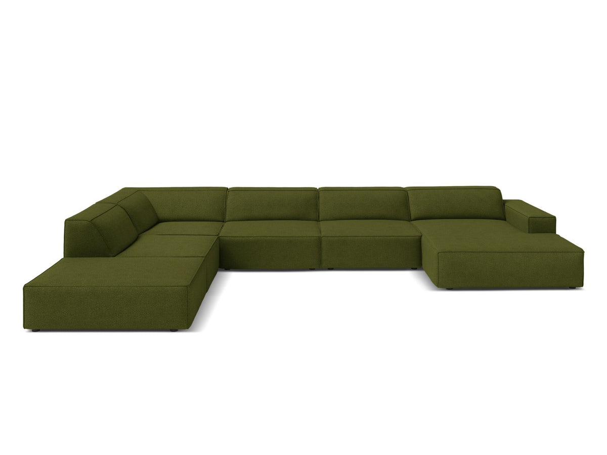 Jodie — Panoramic Sofa Dark Olive Green (Baloo 2090) Black Plastic Left