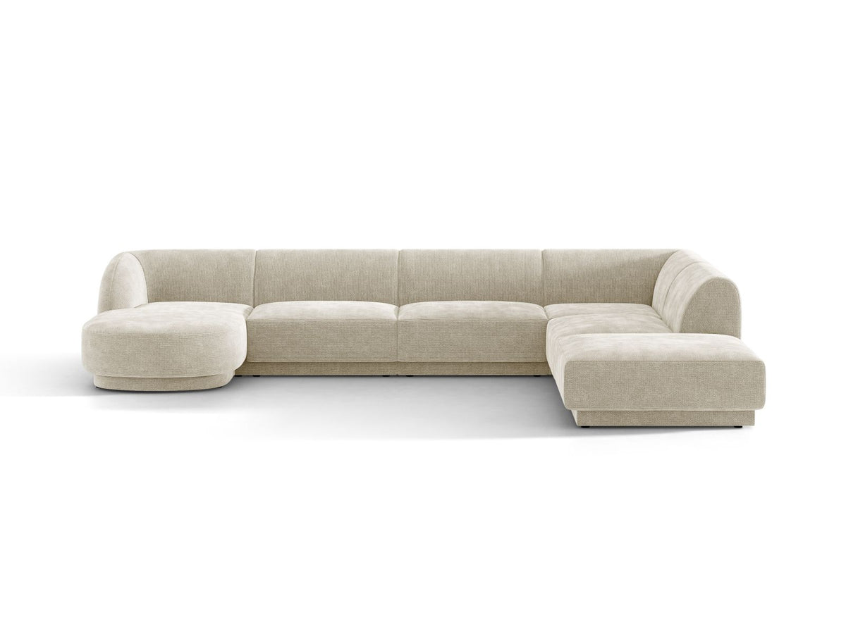 Miley — Panoramic Sofa Light Beige (Eden 2 Pearl) Black Plastic Right