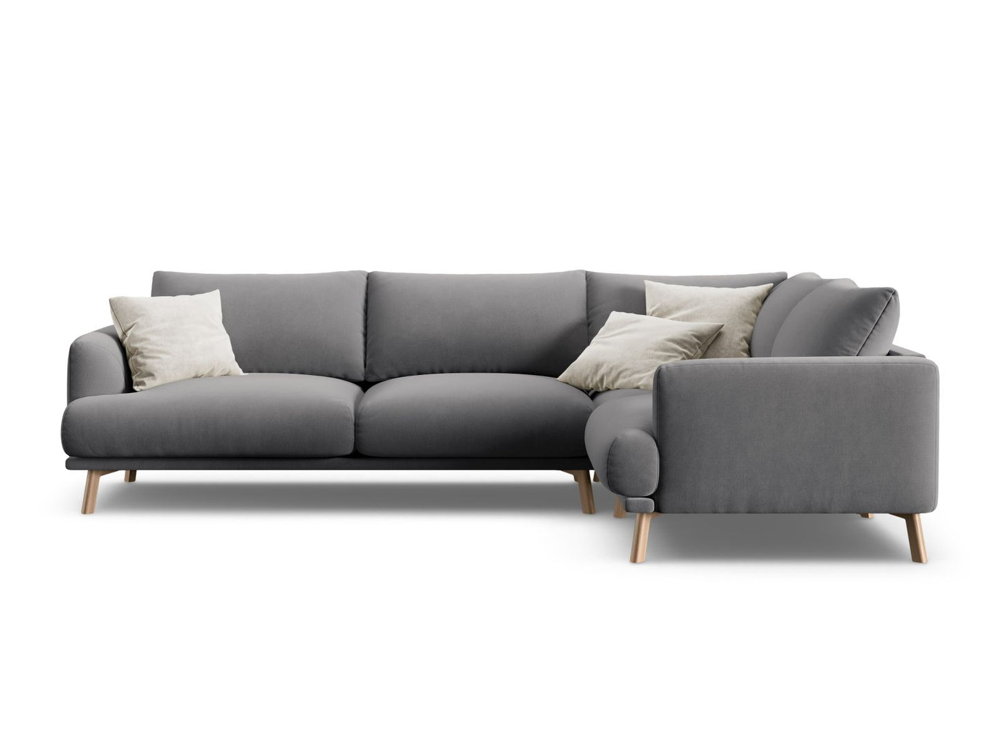 Naomi — Corner Sofa Grey (Salvador 17) Wood