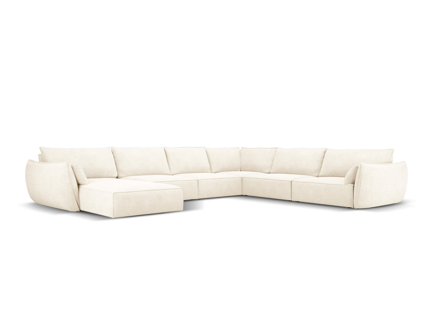Kaelle — Panoramic Sofa Light Beige (Over The Horizon 03) Black Plastic Right