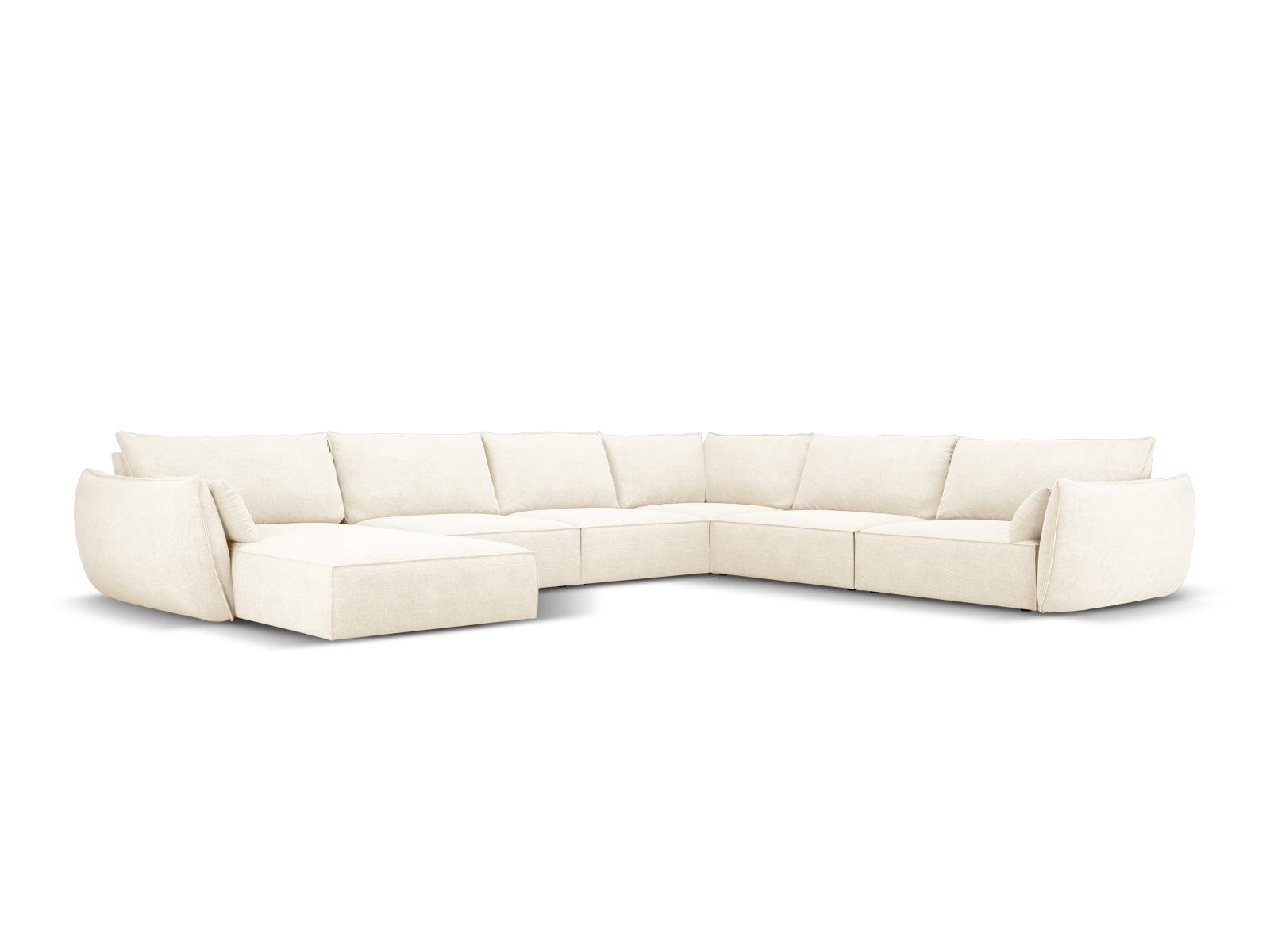 Kaelle — Panoramic Sofa Light Beige (Over The Horizon 03) Black Plastic Right