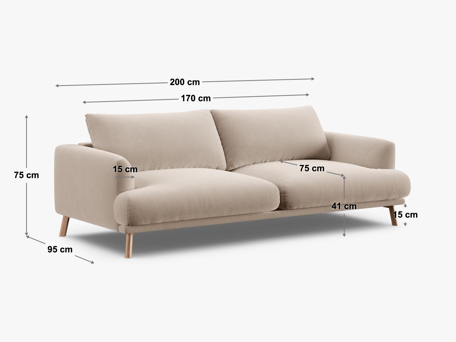 Naomi — diivan (200,0 x 95,0 x 75,0 cm)