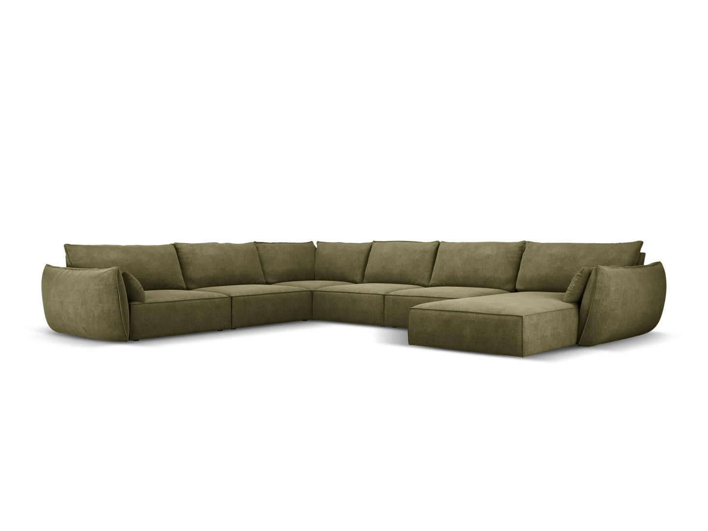 Kaelle — Panoramic Sofa Green (Over The Horizon 38) Black Plastic Left
