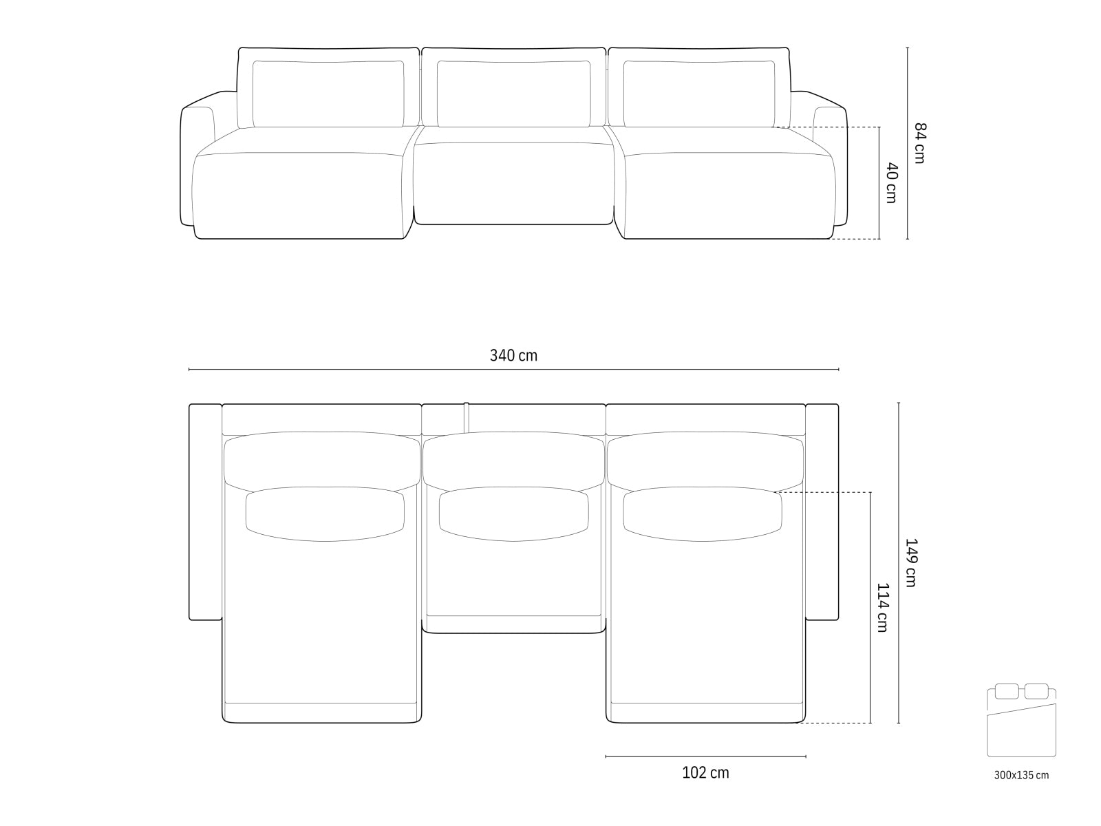 Belfast — Panoramic Sofa (340x149x84 cm)