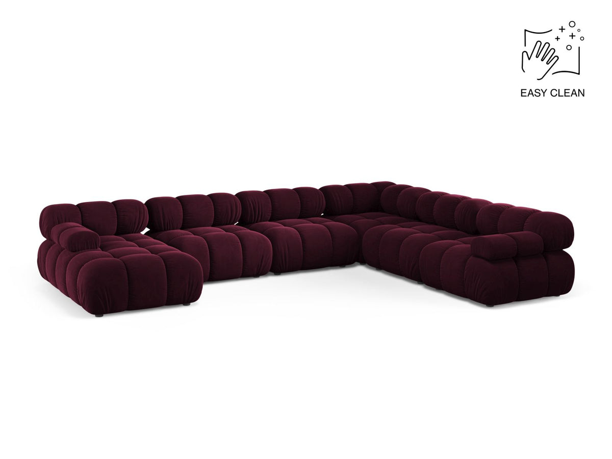 Bellis — Panoramic Sofa Burgundy (Venus 2932) Black Plastic Right