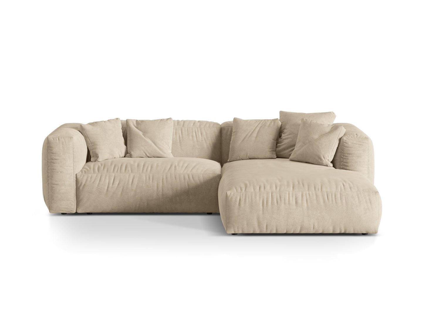 Martina — Corner Sofa Light Beige (Vogue 1) Black Plastic Right