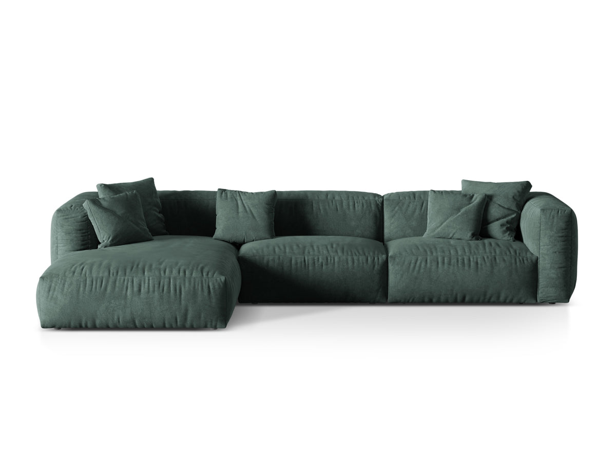 Martina — Corner Sofa Petrol (Vogue 12) Black Plastic Left