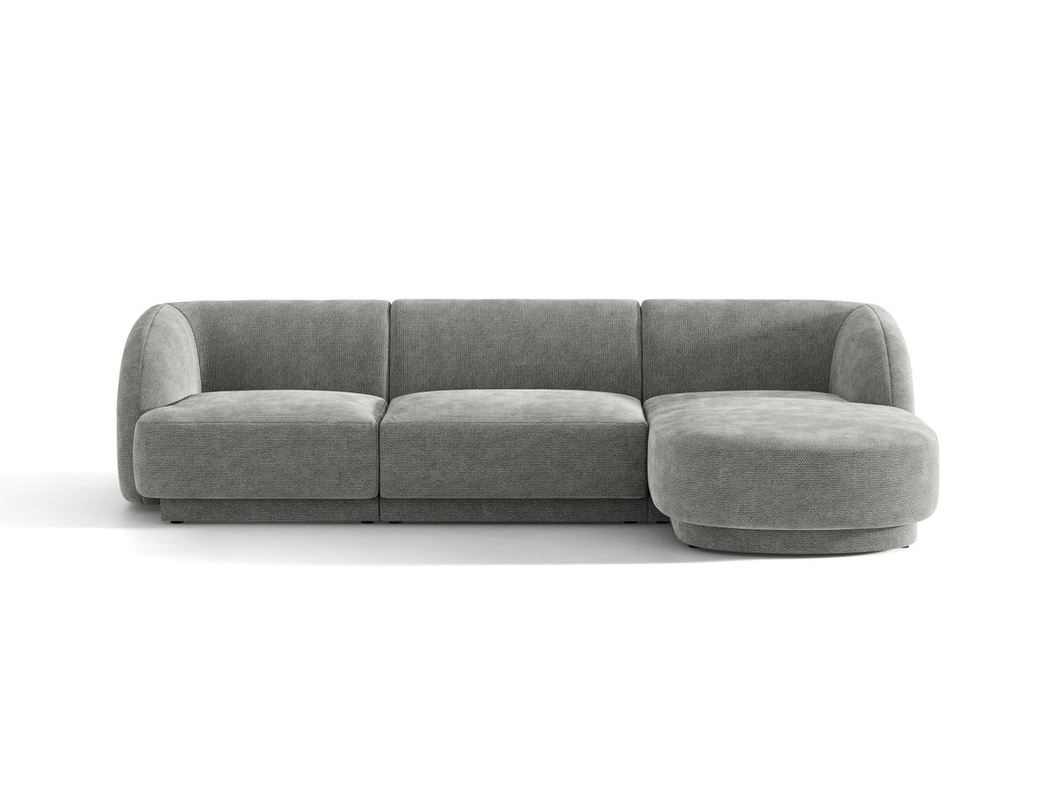 Miley — Corner Sofa Light Grey (Eden 18 Grey) Black Plastic Right