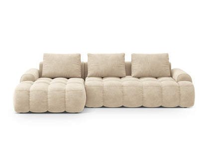 Linz — Corner Sofa Light Beige (Vogue 1) Black Plastic Left
