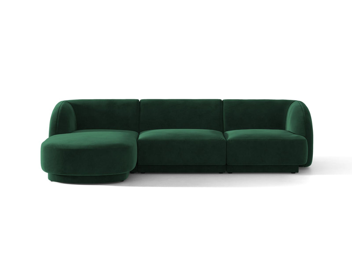 Miley — Corner Sofa Bottle Green (Bluvel 78) Black Plastic Left