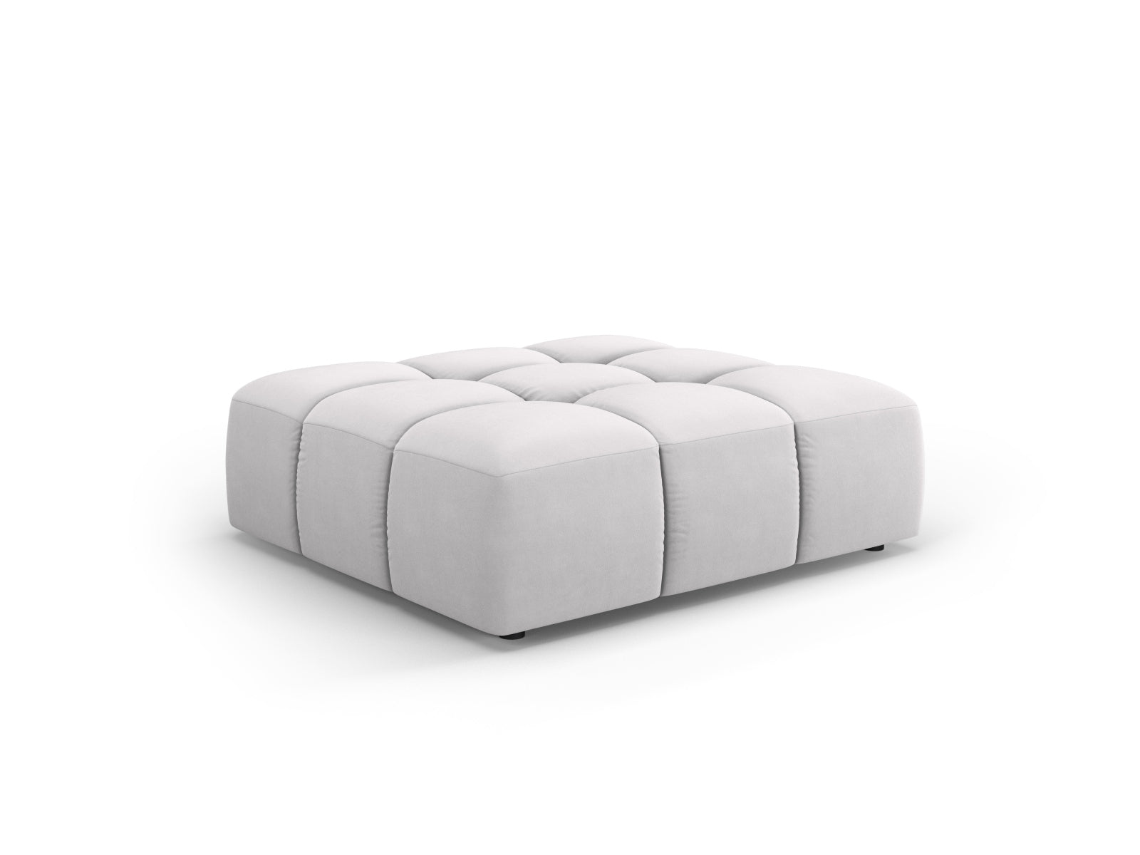 Moritz — Pouf Silver (Bluvel 03) Must plastik