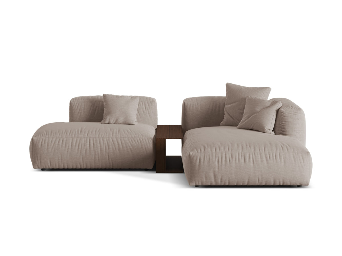 Martina — Corner Sofa Dark Beige (Boston Trufa) Black Plastic Right