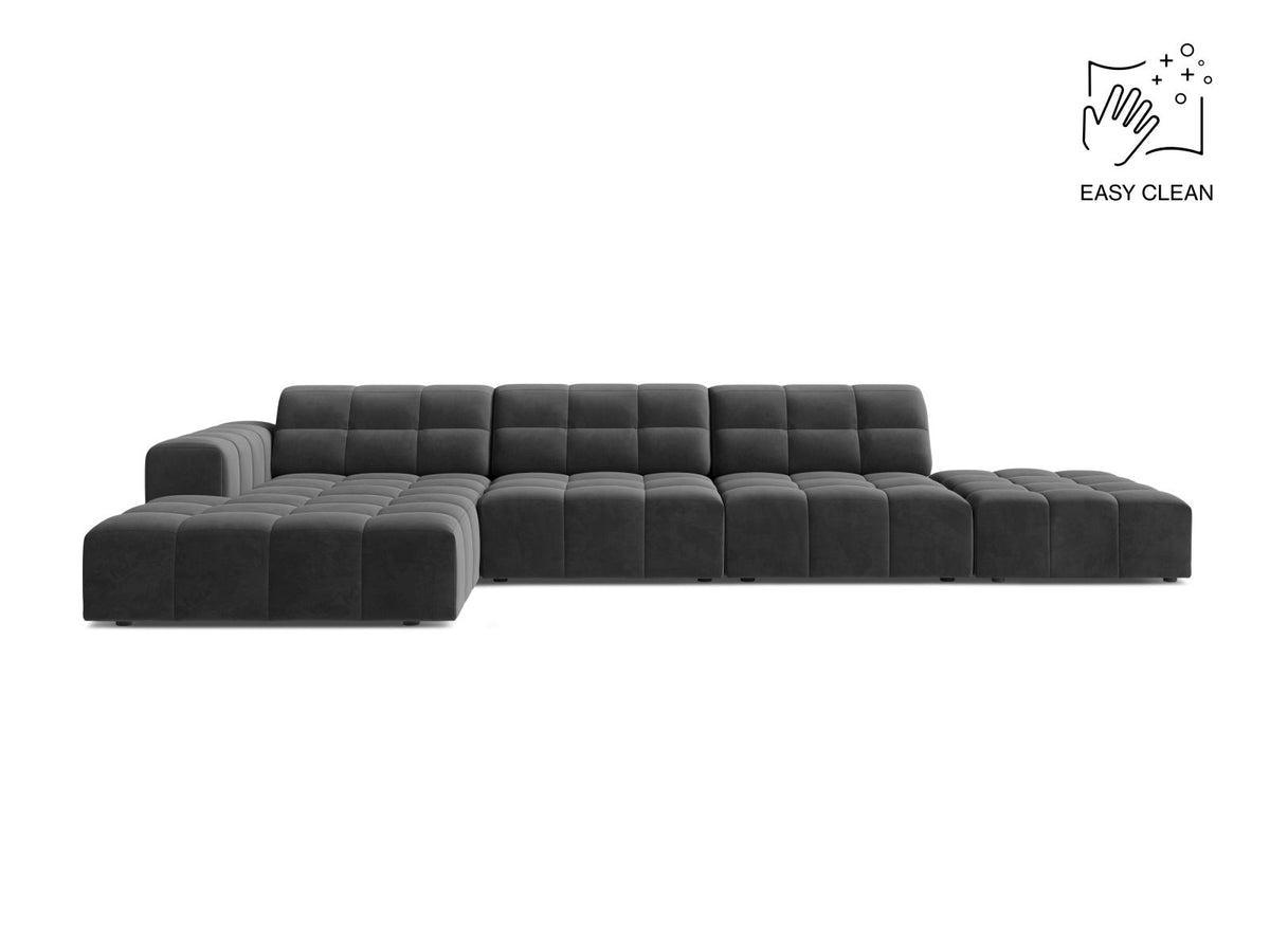 Jennifer — Corner Sofa Grey (Venus 2930) Black Plastic Left