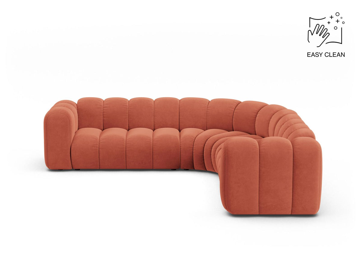 Lupine — Corner Sofa Coral (Venus 2933) Black Plastic