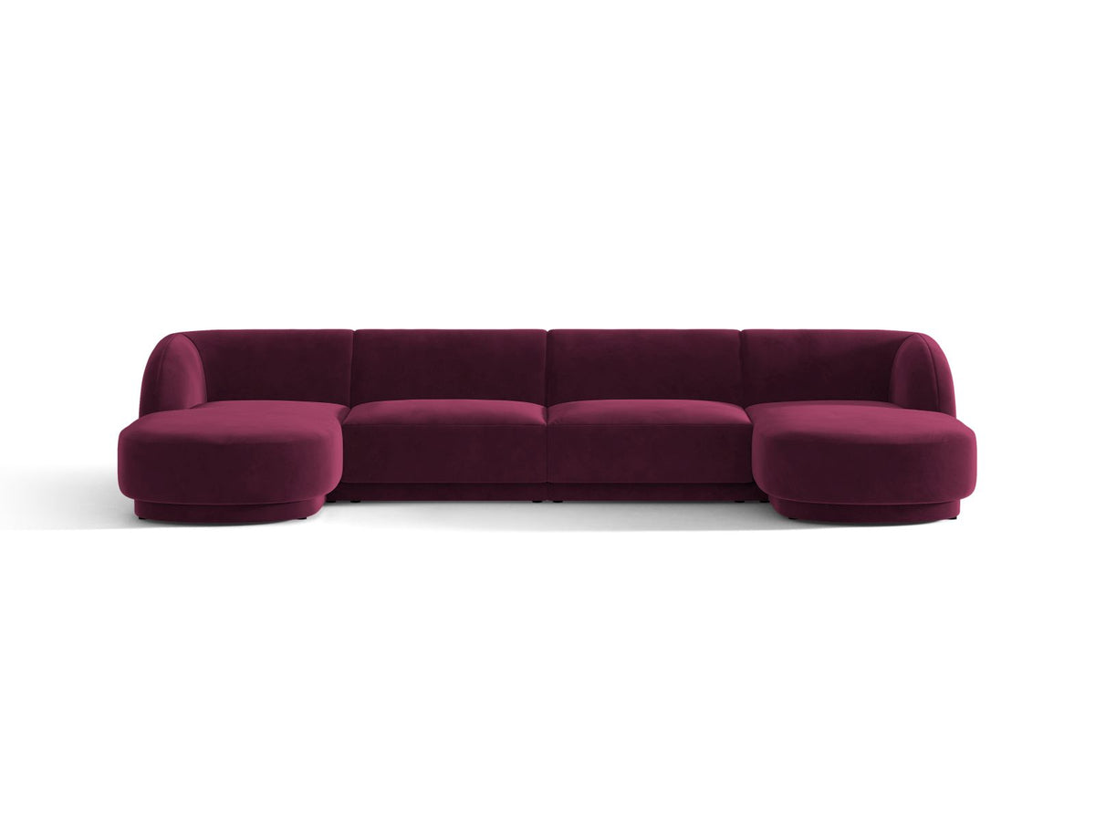 Miley — Panoramic Sofa Burgundy (Venus 2932) Black Plastic