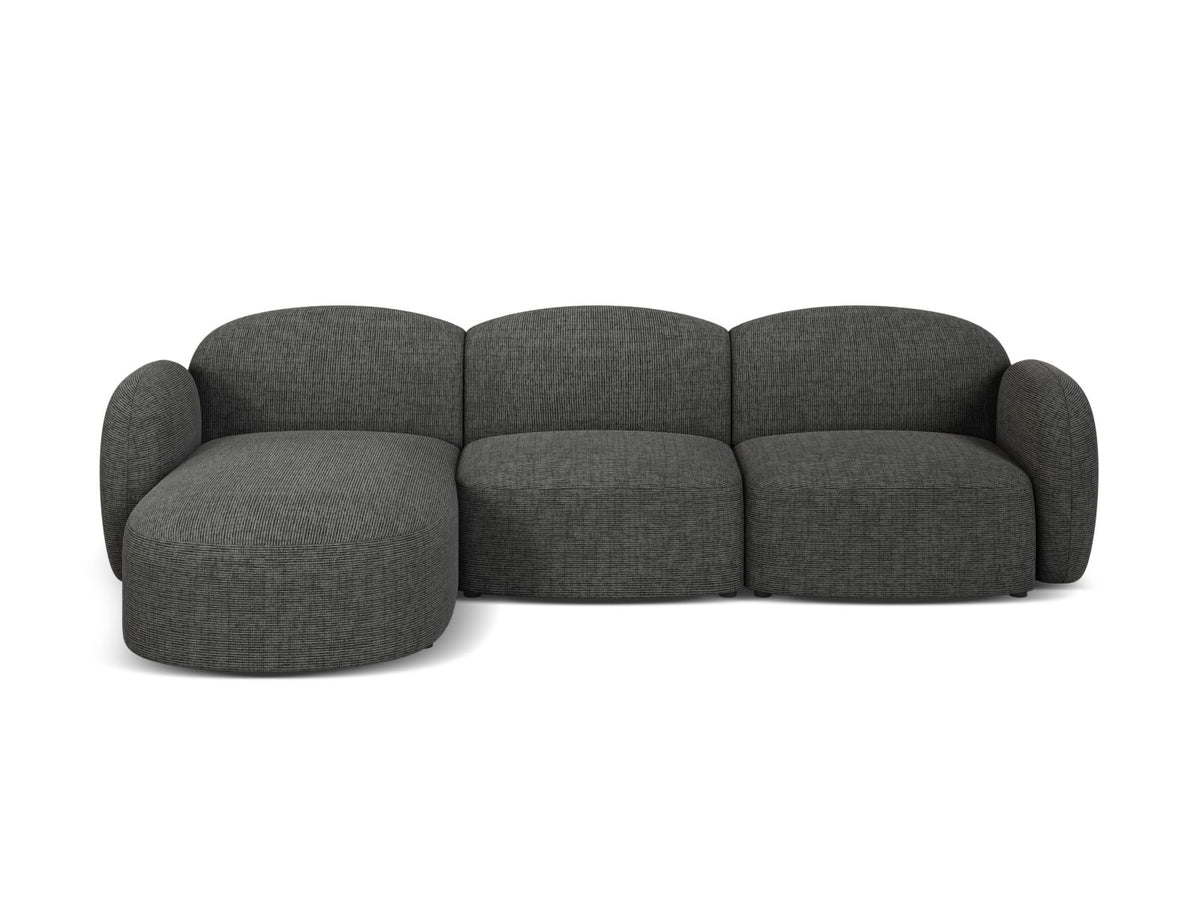Blair — Corner Sofa Grey Melange (Baltimore Anthracite) Black Plastic Left